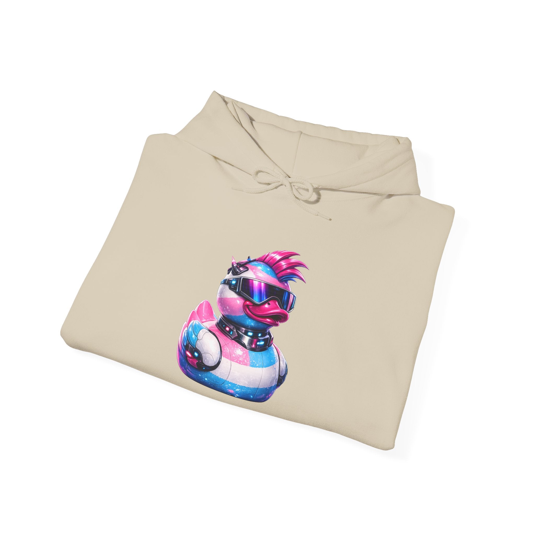 Beautifully Trans Retro Neon Duck Hoodie — Graphic Pullover