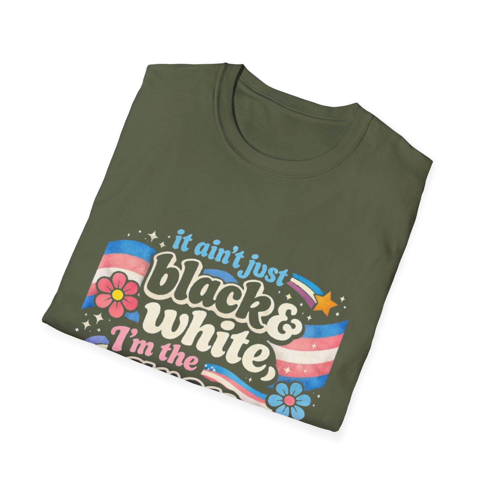 Grey Area Pride T-Shirt — "It Ain't Just Black & White, I'm the Grey Area" Bisexual/Fluid Flag Tee