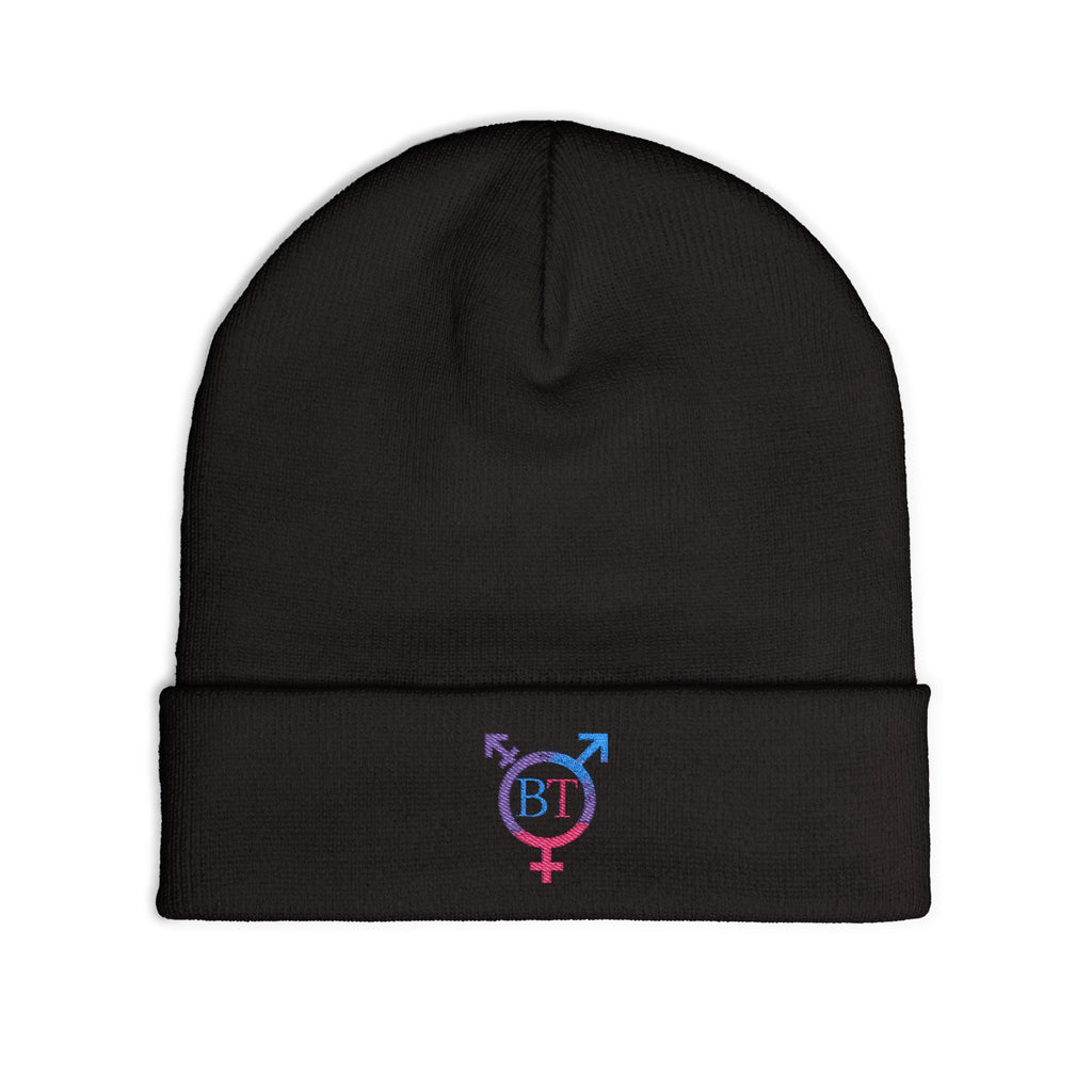 Embroidered Bi Pride Knit Beanie — Transgender Symbol Monogram
