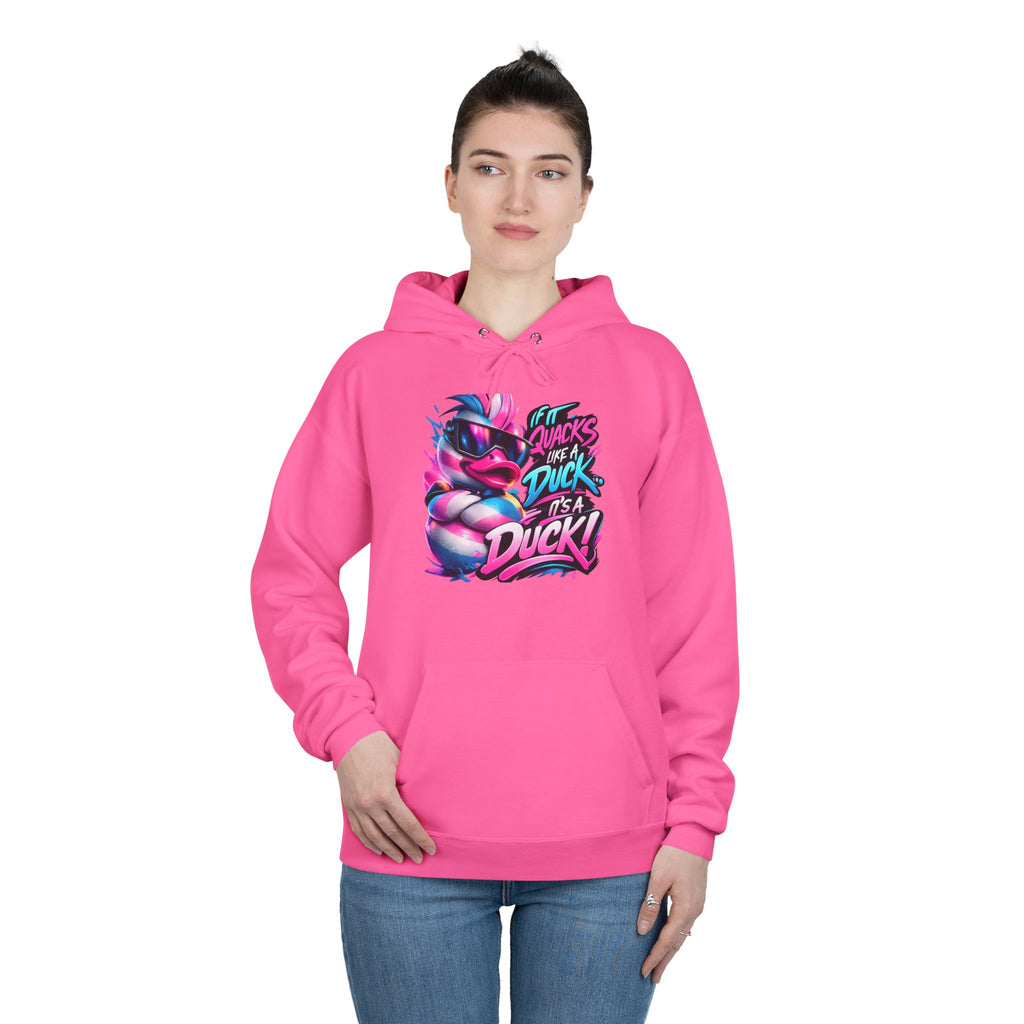 Graphic Hoodie — Retro Neon 'Duck' Skate Style Pullover