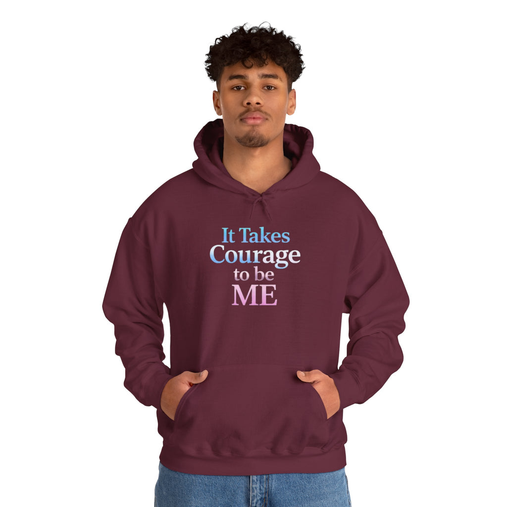 Transgender Pride Hoodie – "It Takes Courage to Be Me" Comfort Pullover
