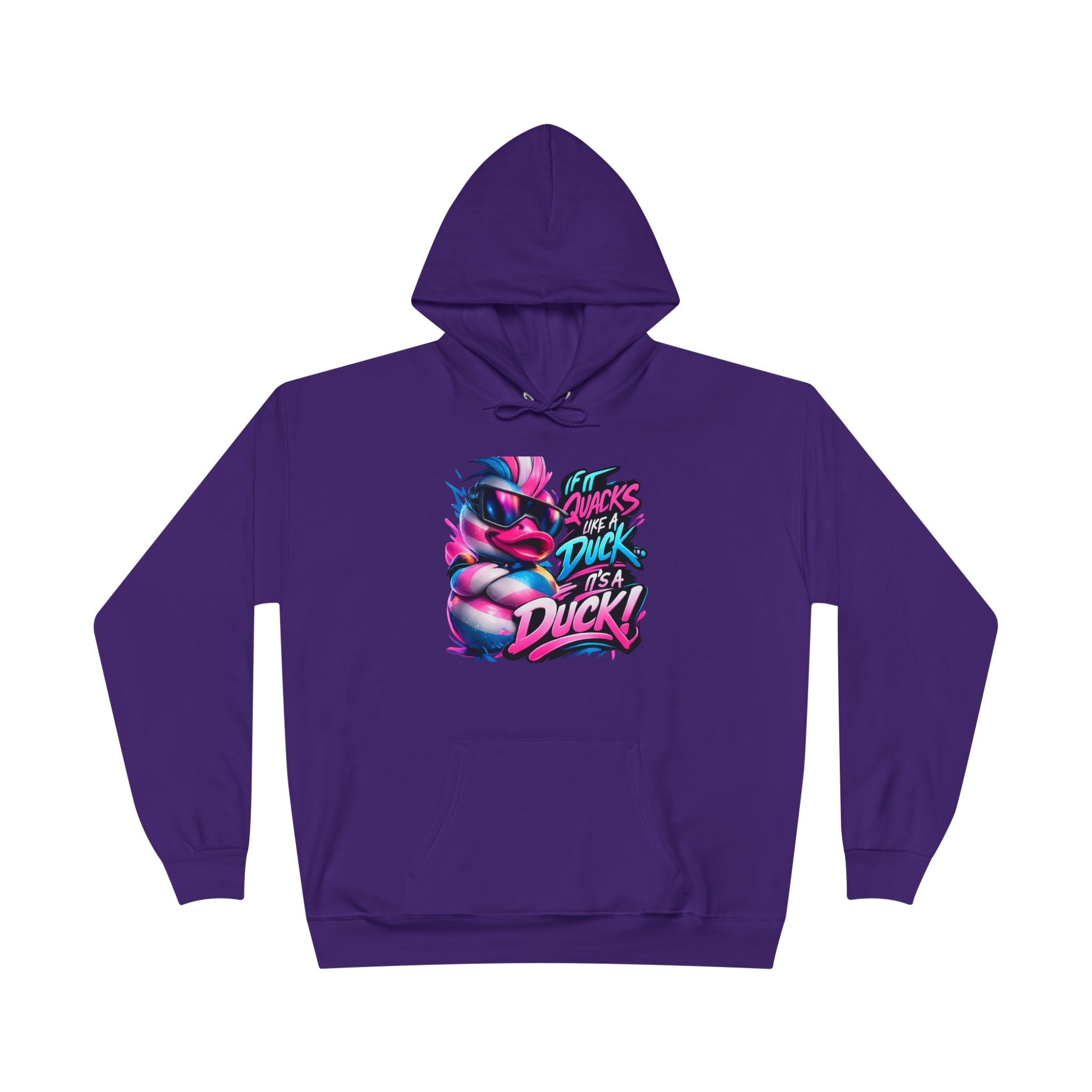 Graphic Hoodie — Retro Neon 'Duck' Skate Style Pullover