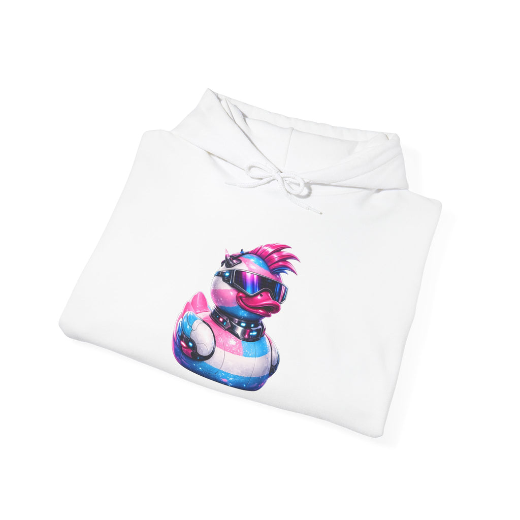Beautifully Trans Retro Neon Duck Hoodie — Graphic Pullover