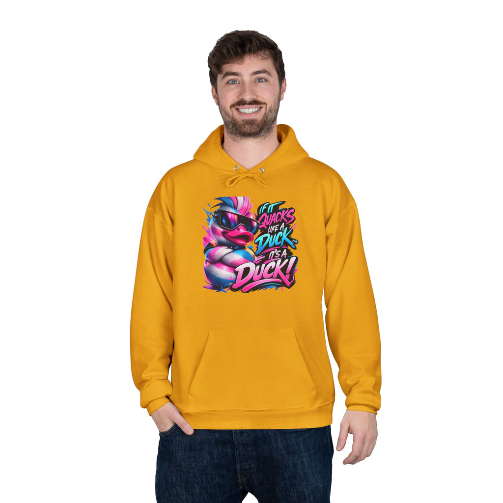 Graphic Hoodie — Retro Neon 'Duck' Skate Style Pullover
